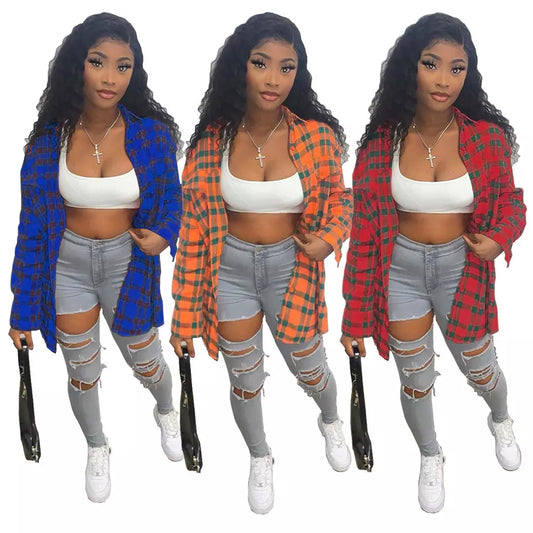 Plaid Shirt Women Long Sleeve