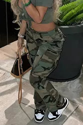 Women's Straight Cargo Pants Camoflouge