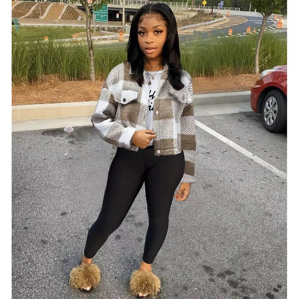 Winter Fleece Short Patchwork Jacket