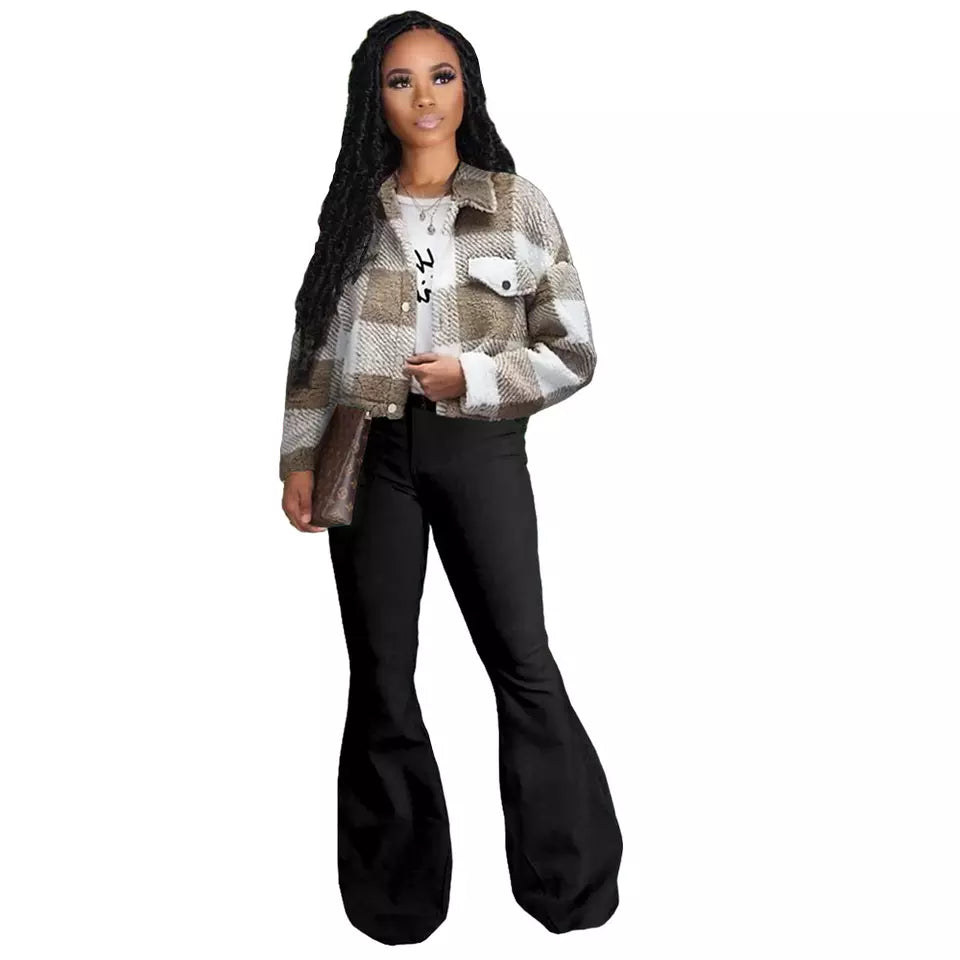 Winter Fleece Short Patchwork Jacket